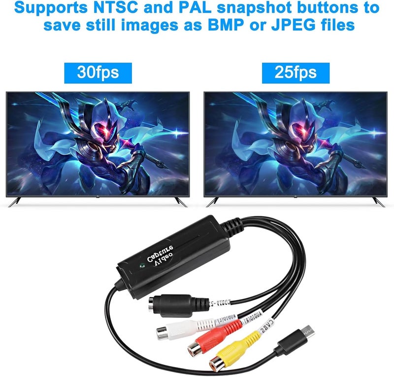 XMSJSIY RCA AV to USB C Converter - 1 Channel AV NTSC PAL Video S Video/Composite to USB Converter for Mobile Phone/PC - Image 4